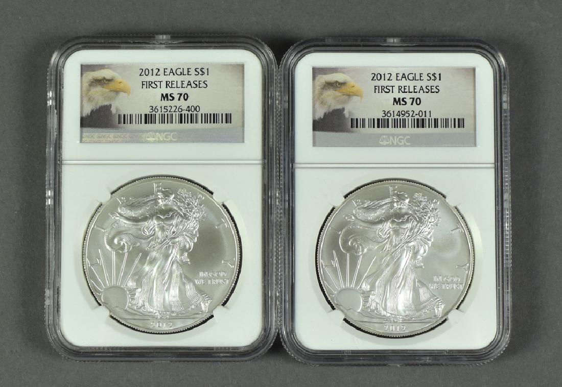 Two 2012 Silver Eagles- First Releases Coins graded (1 of 2)