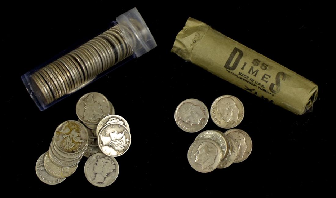 Two Rolls of Silver Dimes A mix of Roosevelt and (1 of 3)