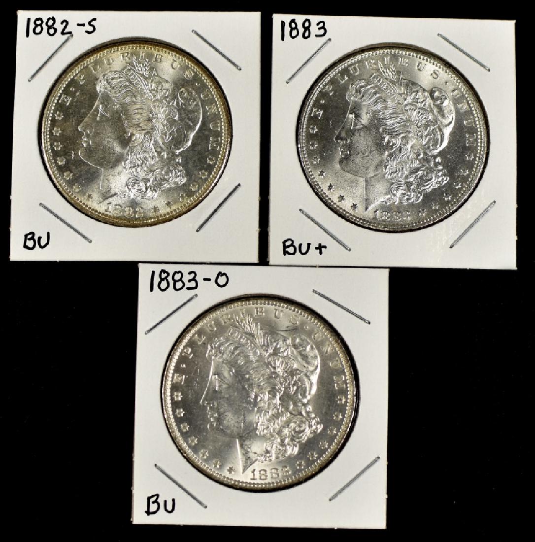 Three Morgan Dollars Dates include 1882-S, 1883, and (1 of 2)