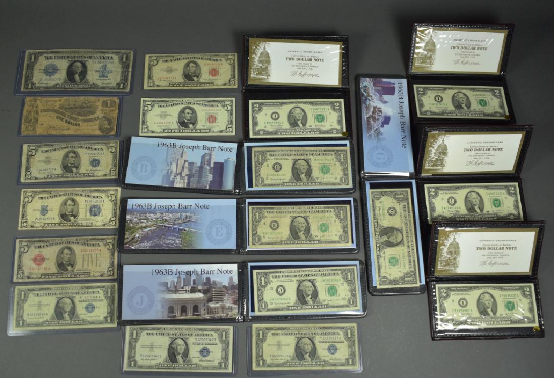 Currency Group Includes 1923 large silver certificate; (1 of 5)
