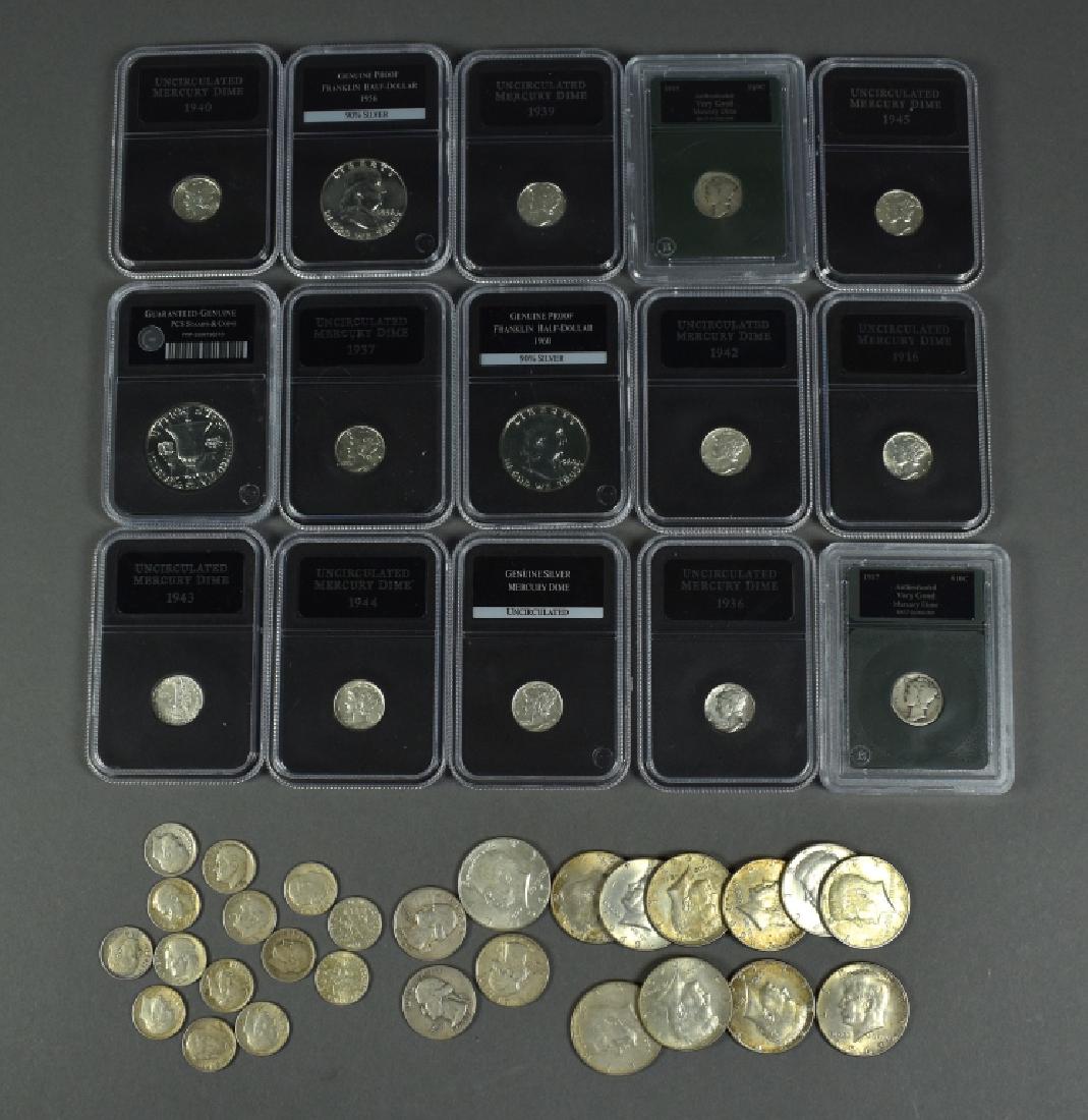 Silver Lot Includes 3 proof Franklin halves-1956, 1960, (1 of 5)