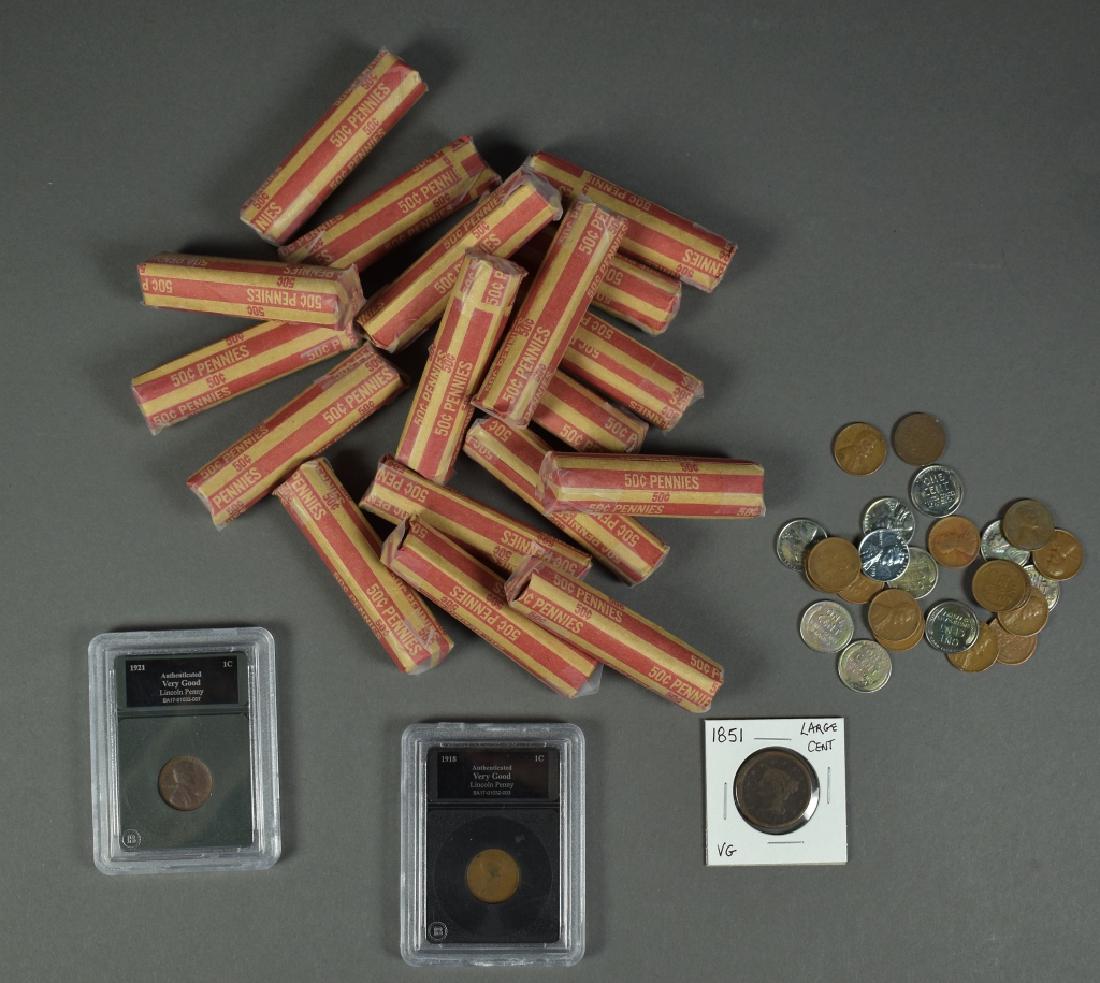 Cent Lot Includes 1851 Coronet large cent ( VG ) plus (1 of 5)