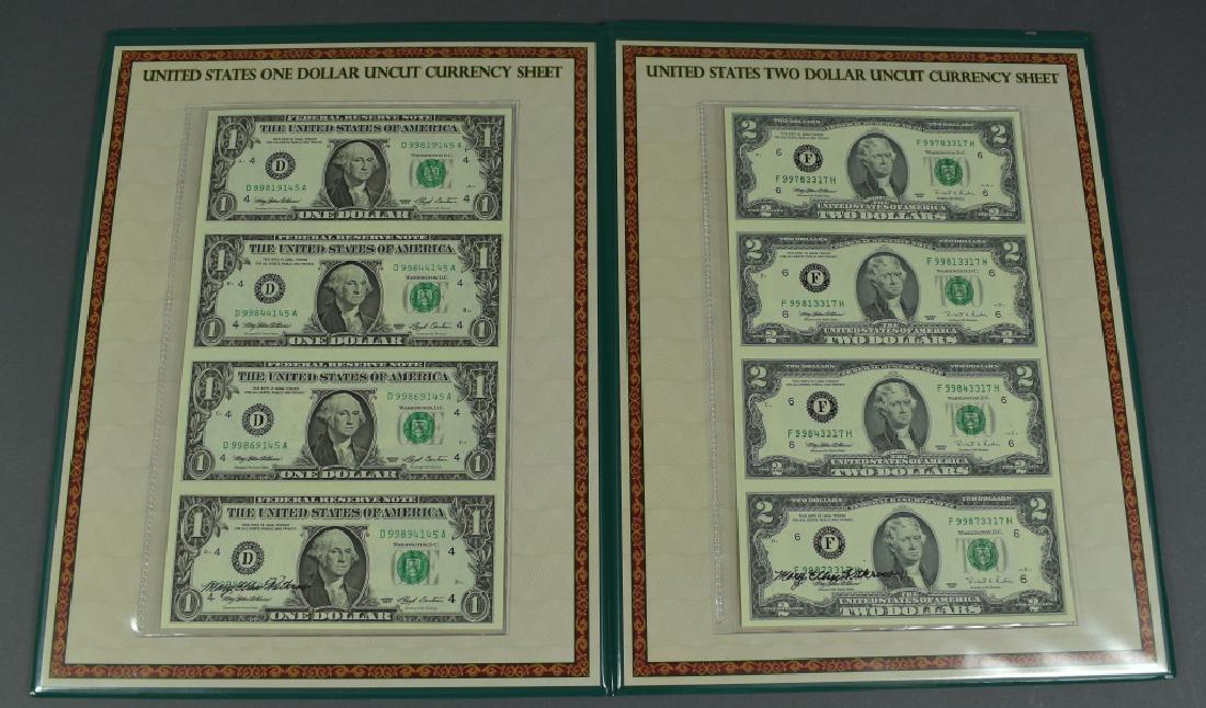 Two Uncut Sheets of U.S. Currency Each is a group of 4 (1 of 4)