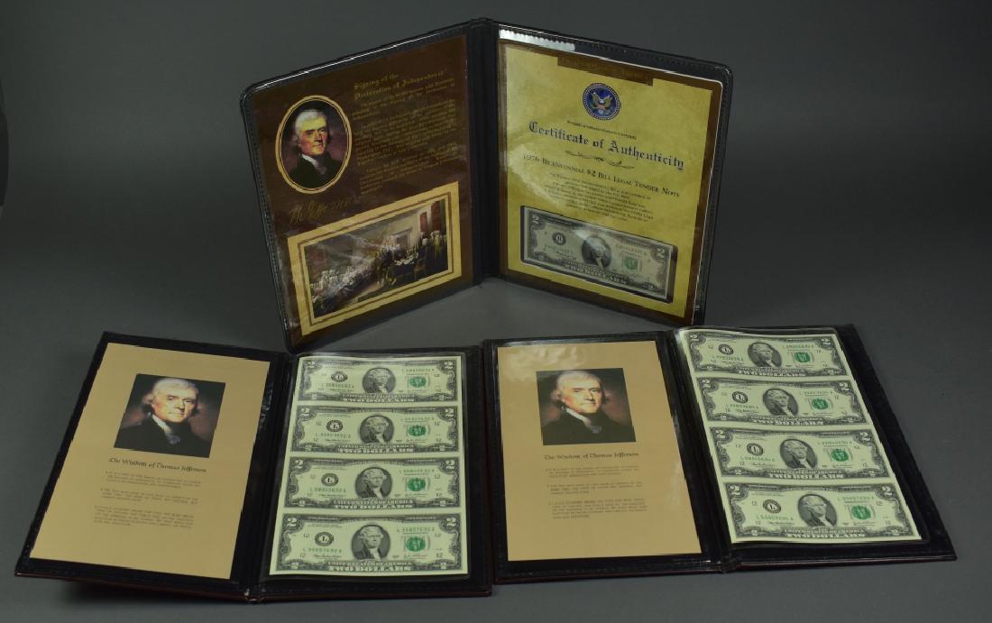 Two Groups of 4 Uncut Sheets of $2.00 Legal Tender (1 of 4)