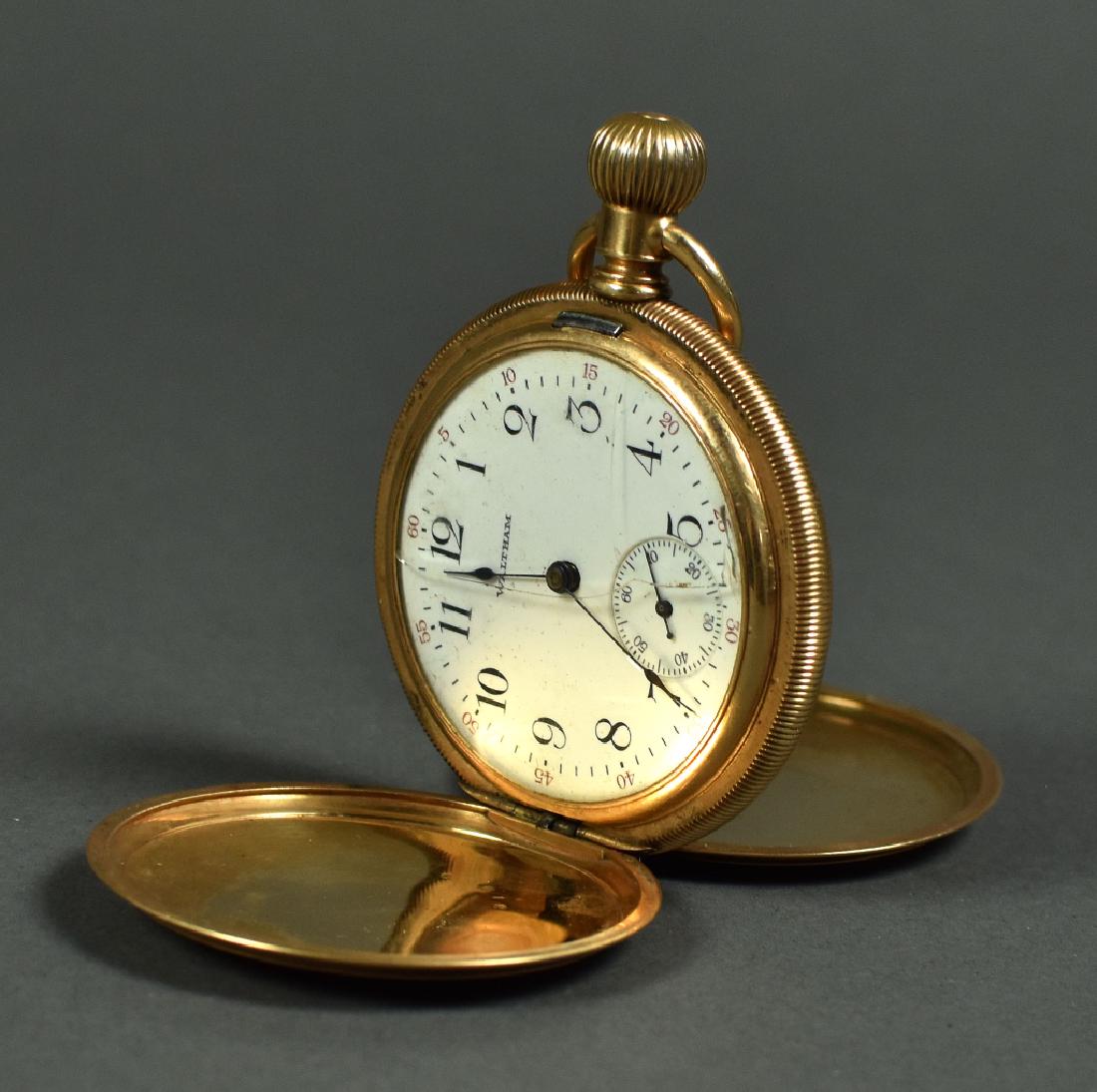 Waltham 14K Gold Pocket Watch Size 16 S. SN 6516723.: Size 16 S. SN 6516723. June 1894-November 1895. 15 jewels. Adjusted. Cracked crystal. Interior inscribed W. Clifford Chase June 20, 95. Initials engraved on exterior as well.