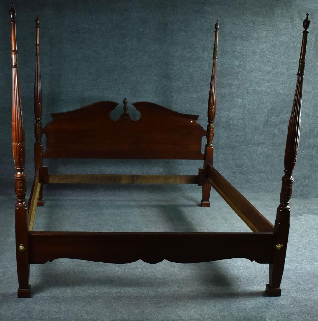 Cherry Rice Carved King Sized Four Poster Bed With: With reeded posts. King Size. 84". Includes two step stool.