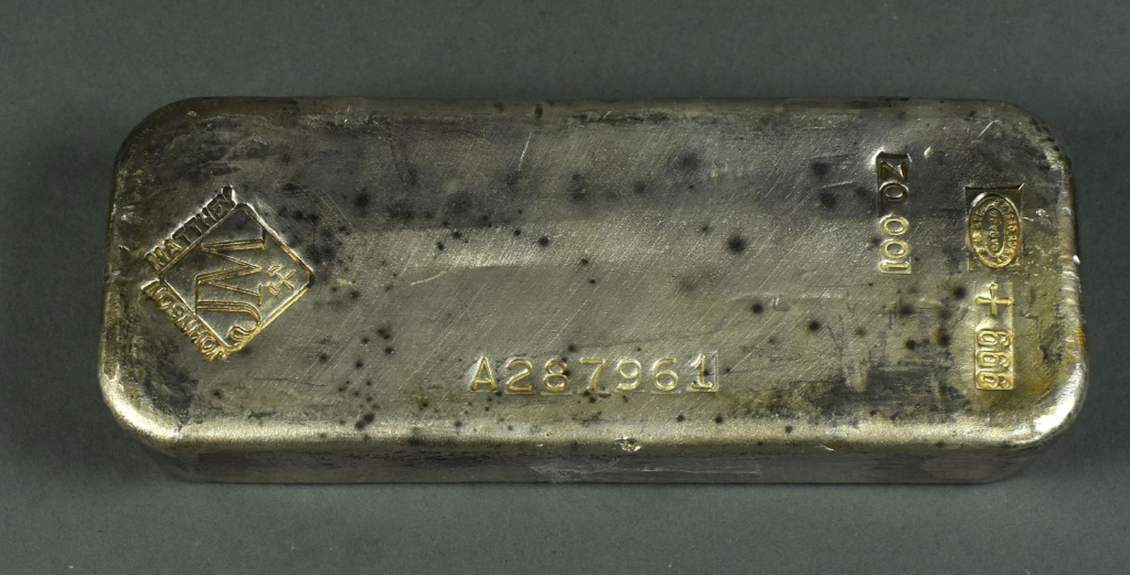 100 Oz. Johnson-Mathey .999 Silver Bar (1 of 3)
