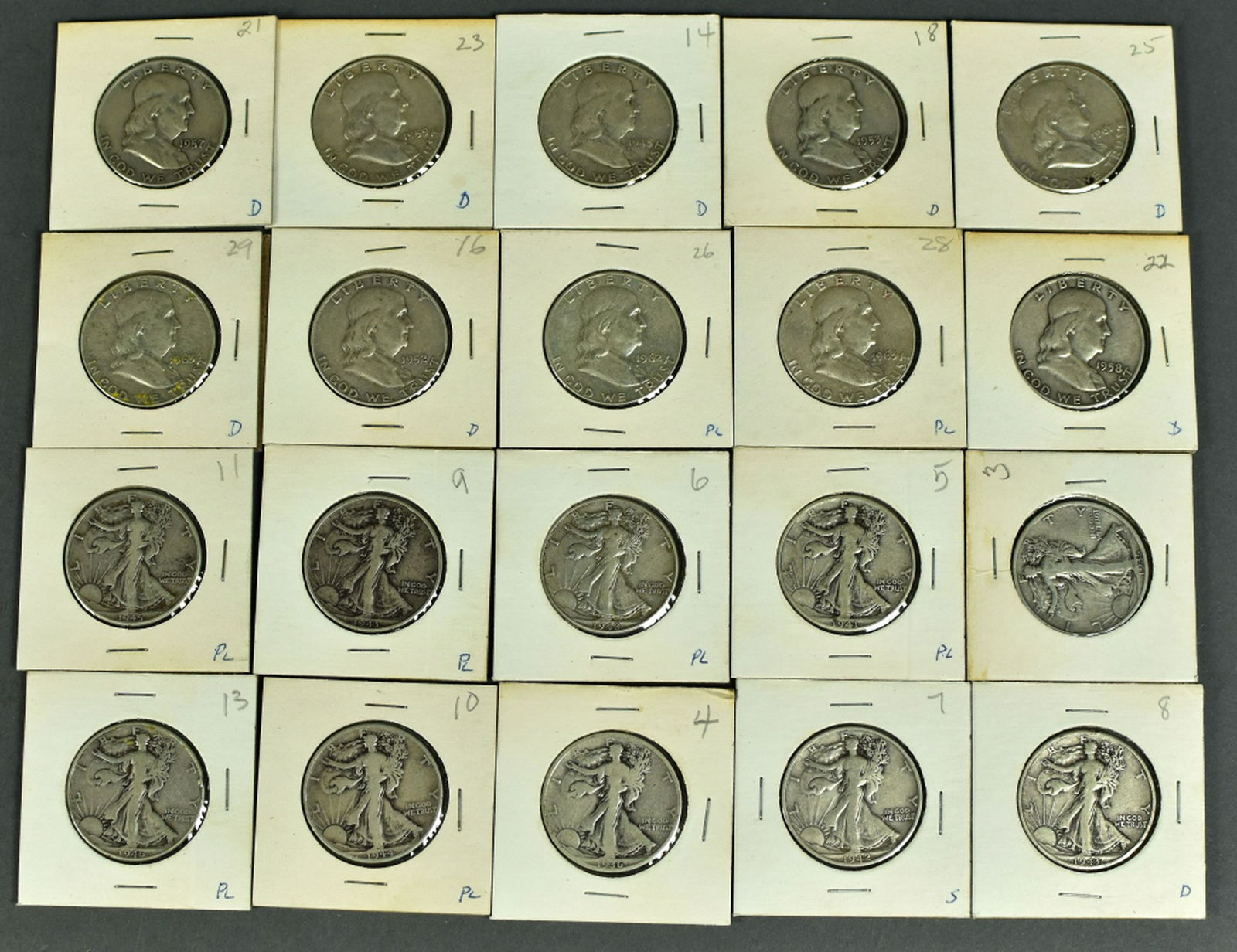 Twenty 90% Silver Half Dollars (1 of 4)