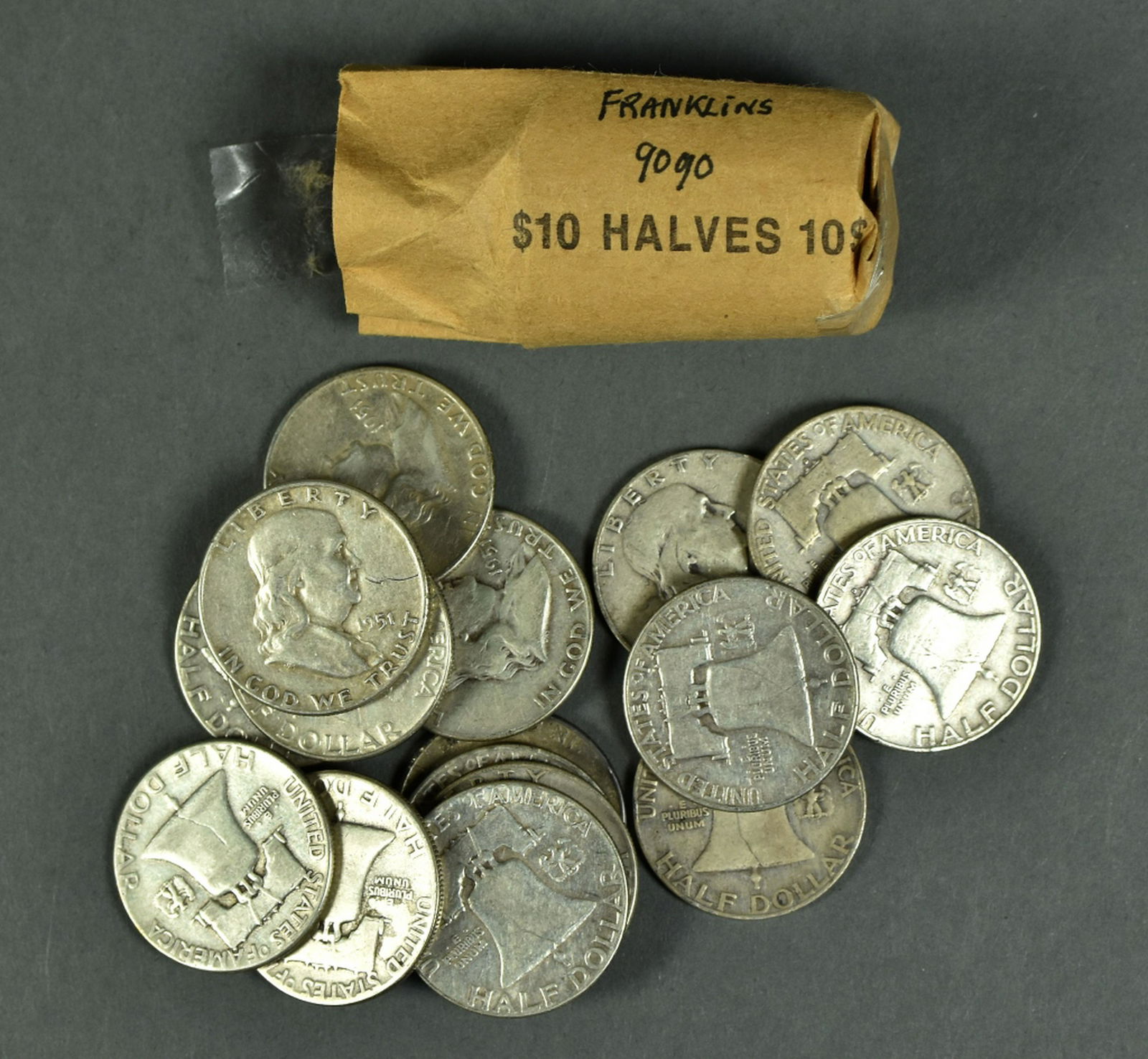 Roll of Circulated Franklin Half Dollars (1 of 3)