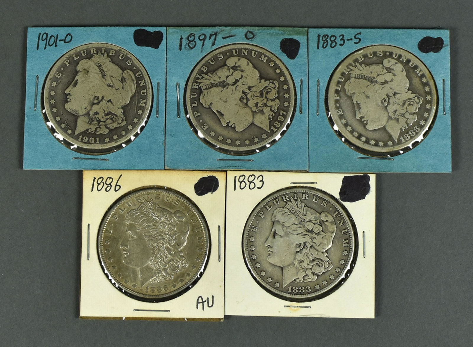 Five Circulated Morgan Dollars (1 of 2)