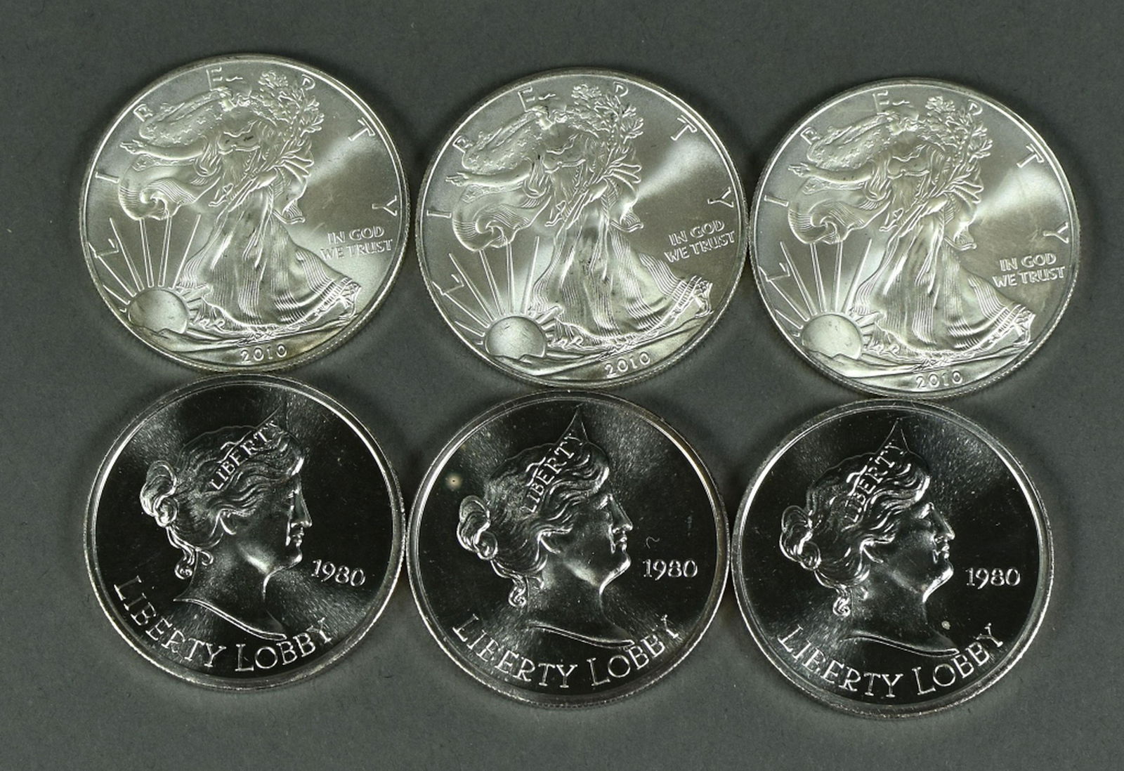 Three 2010 Silver Eagles (1 of 2)
