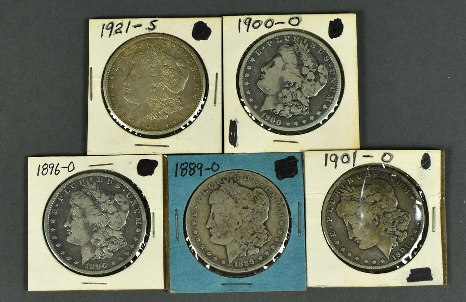 Five Circulated Morgan Dollars (1 of 2)