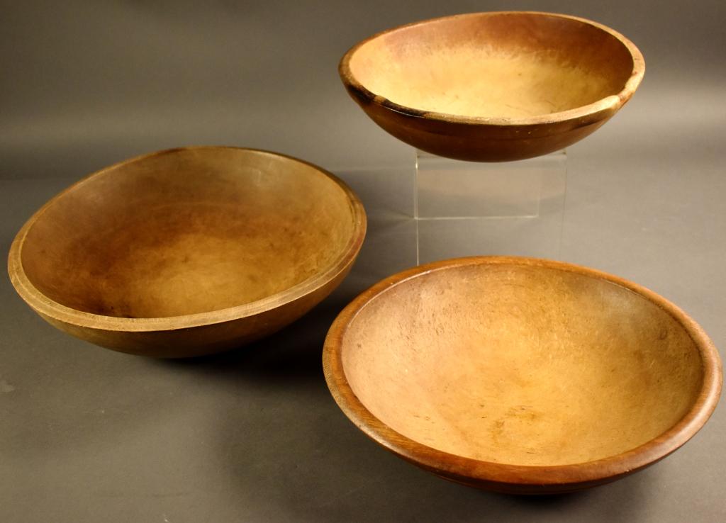Three Primitive Wooden Dough Bowls (1 of 15)