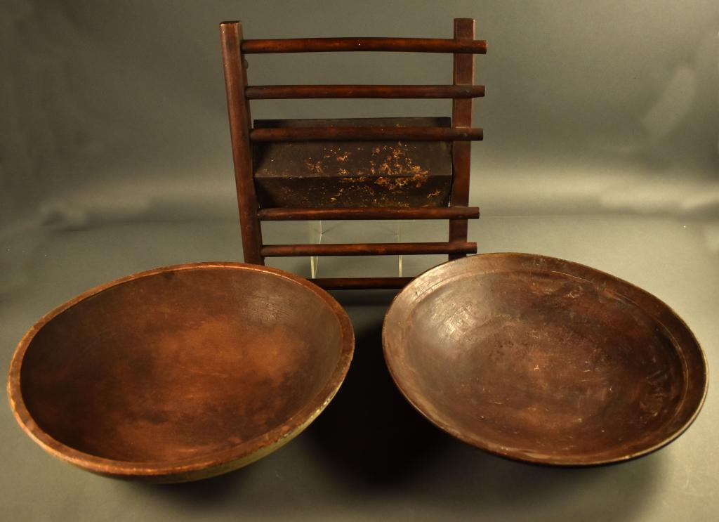 Primitive Spice Drying Rack and Two Dough Bowls (1 of 15)