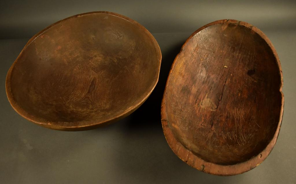 Two Large Primitive Wooden Dough Bowls (1 of 19)