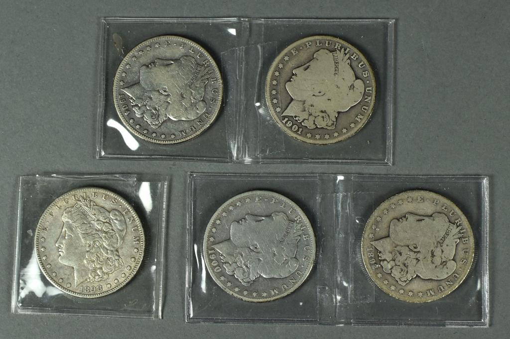 Five S-Mint Morgan Dollars (1 of 2)
