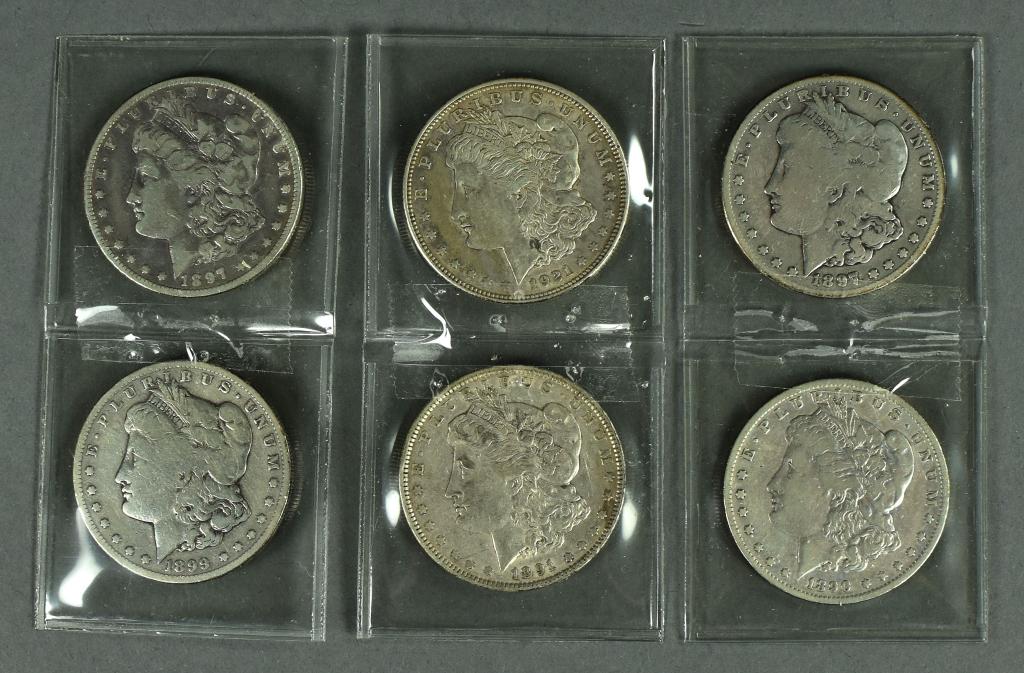 Six Circulated Morgan Dollars (1 of 2)