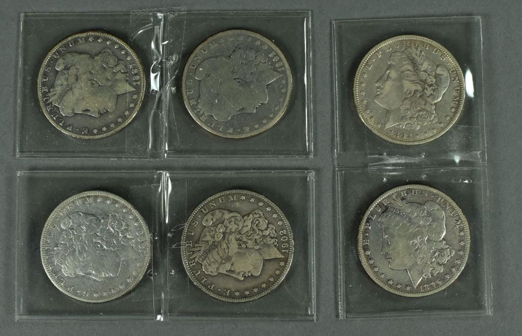Six Circulated Morgan Dollars (1 of 2)