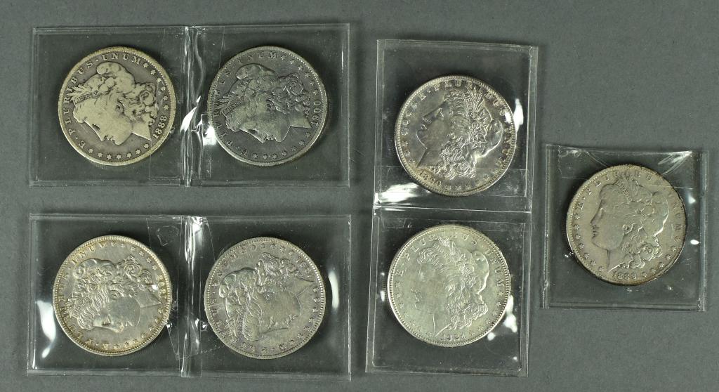 Seven Circulated Morgan Dollars (1 of 2)