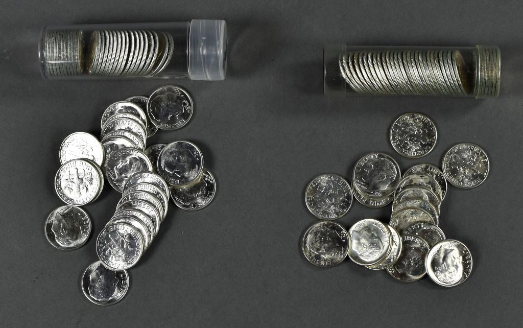 Two Rolls of BU Roosevelt Dimes (1 of 3)