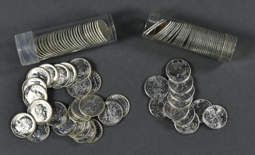 Two Rolls of BU Roosevelt Dimes (1 of 3)