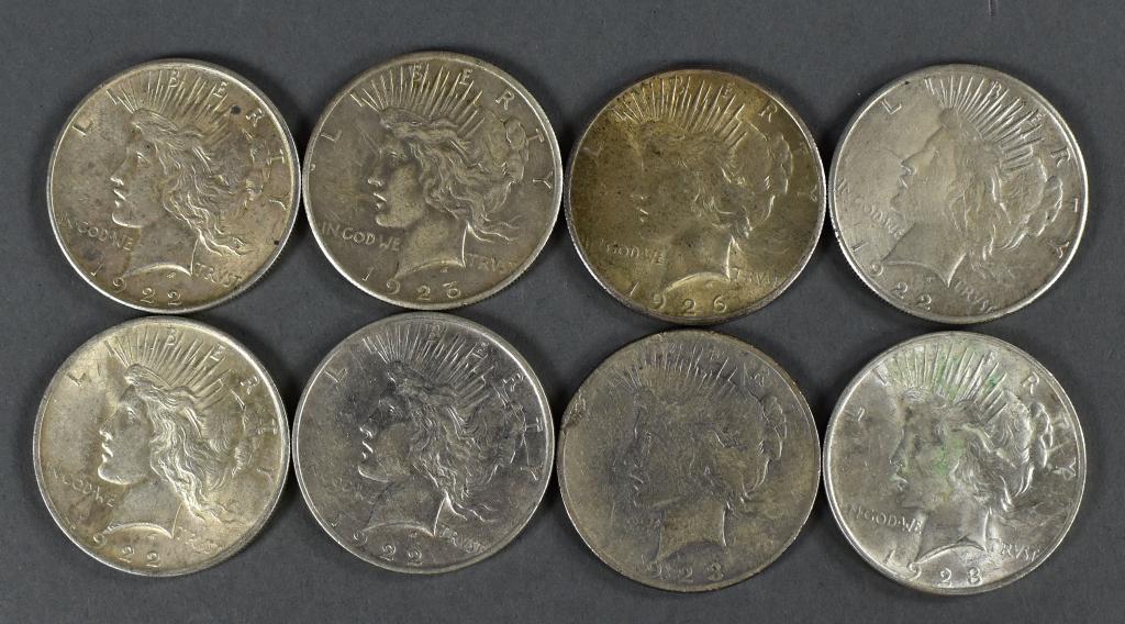 Eight Peace Dollars (1 of 2)