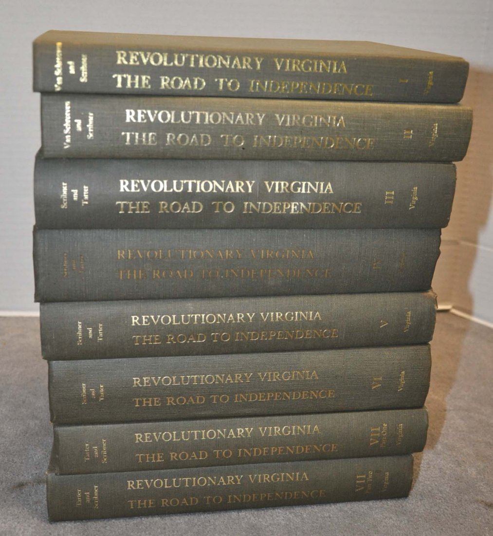 Eight Books on Virginia: Eight Books on Virginia ""Revolutionary Virginia The Road to Independence"", compiled by William J. Van Schreeven, edited by Robert G. Scribner; University Press of Virginia, 1973; first edition; seve