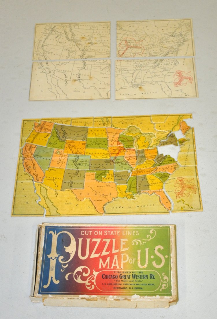 Circa 1912 Jigsaw Puzzle of US: Circa 1912 Jigsaw Puzzle of US Missing 4 pieces.