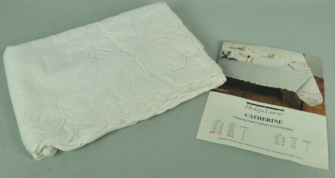 Cotton Embroidered Table Cloth: 68" x 162"