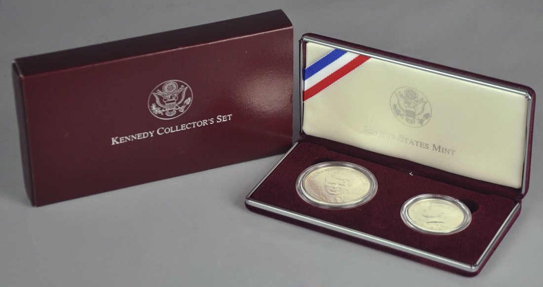 1998 Kennedy $1.00 & Half Dollar Comm. Set: Half dollar is matte finish coin. Both are 90% silver with 500,000 mintage.