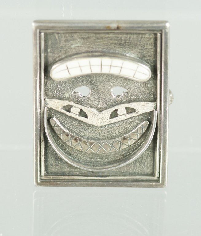 Denise Wallace Sea Mammal Belt Buckle: Fossil ivory on sterling. 1998. Excellent condition. 1 3/4" x 1 5/16".