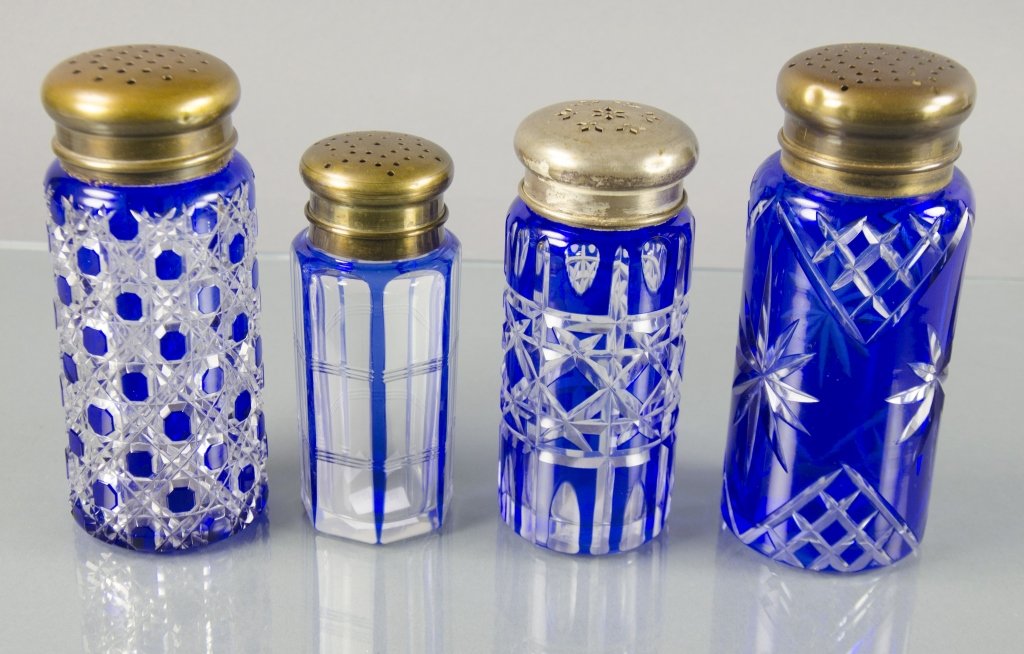 Four Cut Glass Sugar Shakers in Cobalt Blue (1 of 1)