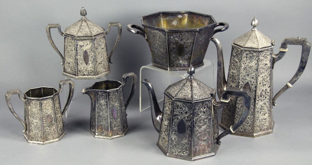 Victorian Silverplate Coffee & Tea Service (1 of 2)