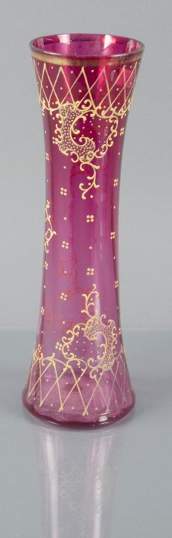 Moser Bohemian Cranberry Cylinder Vase (1 of 1)