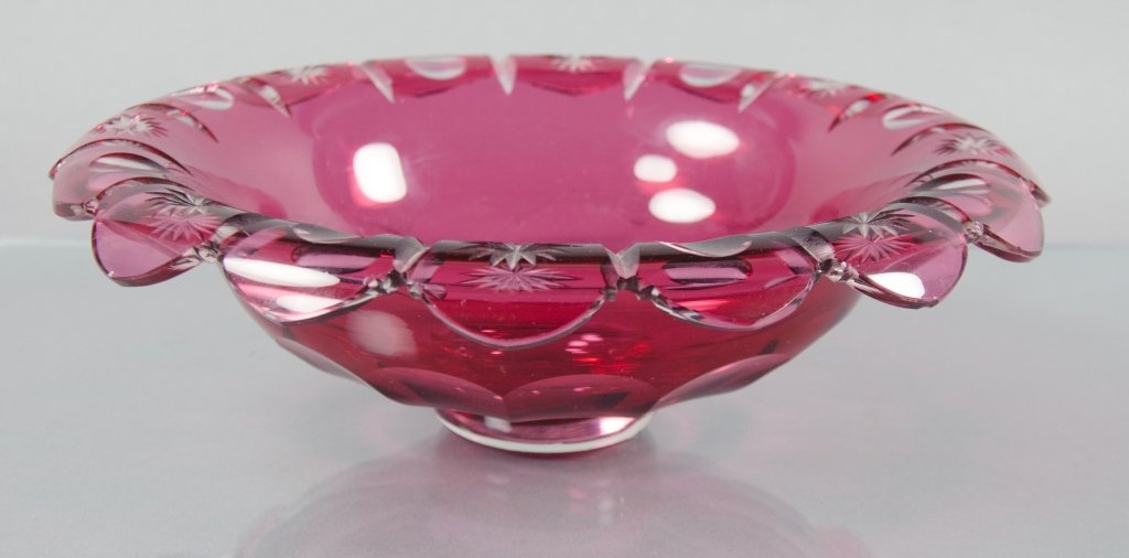 Cut Glass Cranberry Bowl (1 of 2)