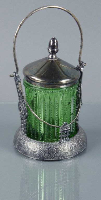Victorian Green Zipper Paneled Pickle Caster (1 of 1)