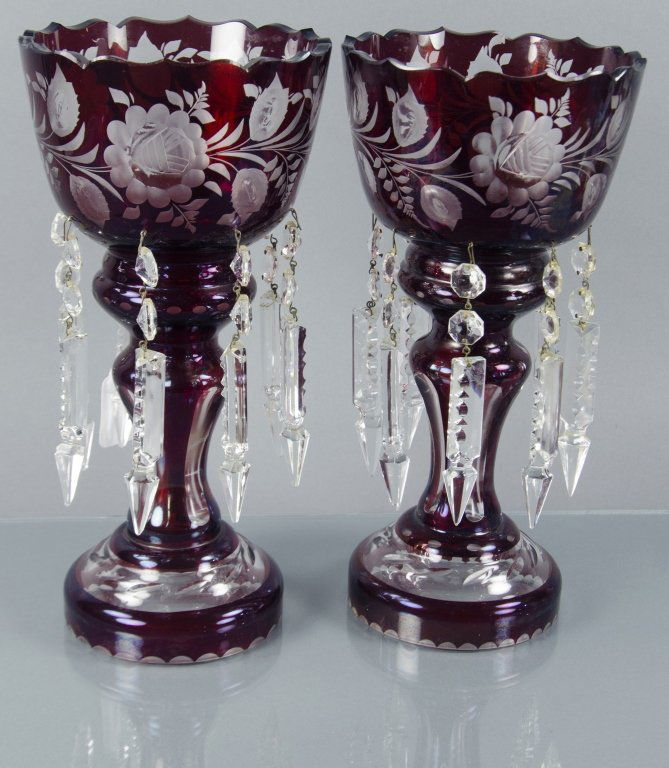 Two Bohemian Czechoslovakian Mantle Lustres (1 of 1)