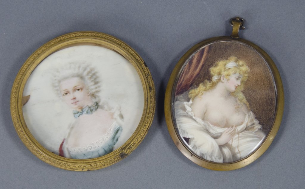 Two Hand-Painted Portraits of Victorian Ladies (1 of 2)