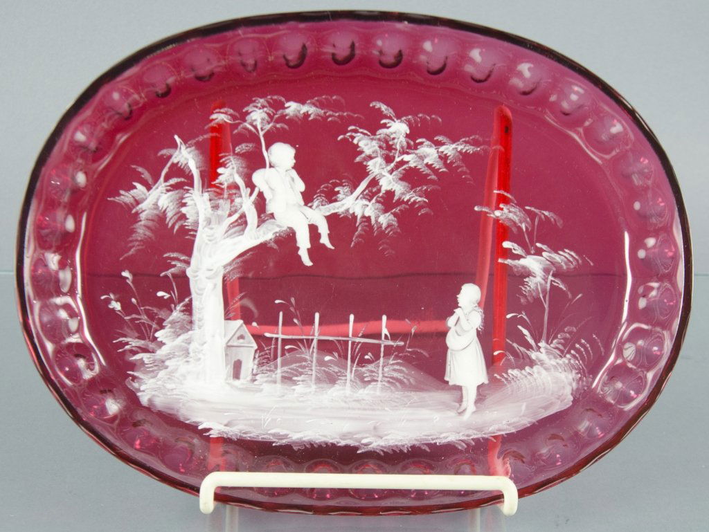 Mary Gregory Cranberry Dresser Tray (1 of 1)