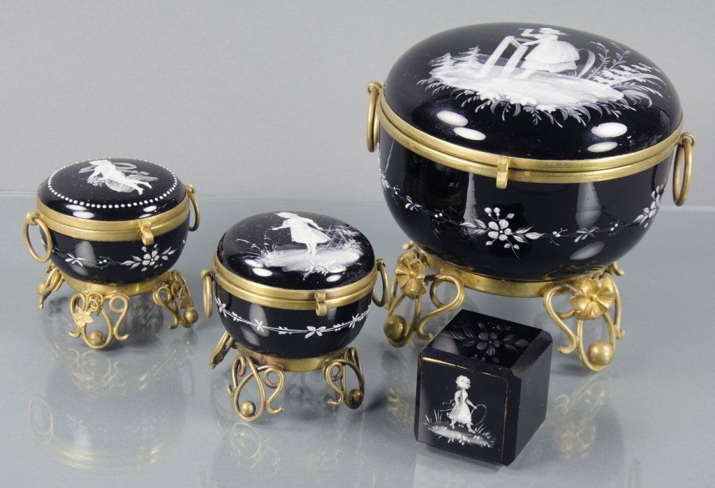 Four Pieces of Black Mary Gregory Glass (1 of 2)