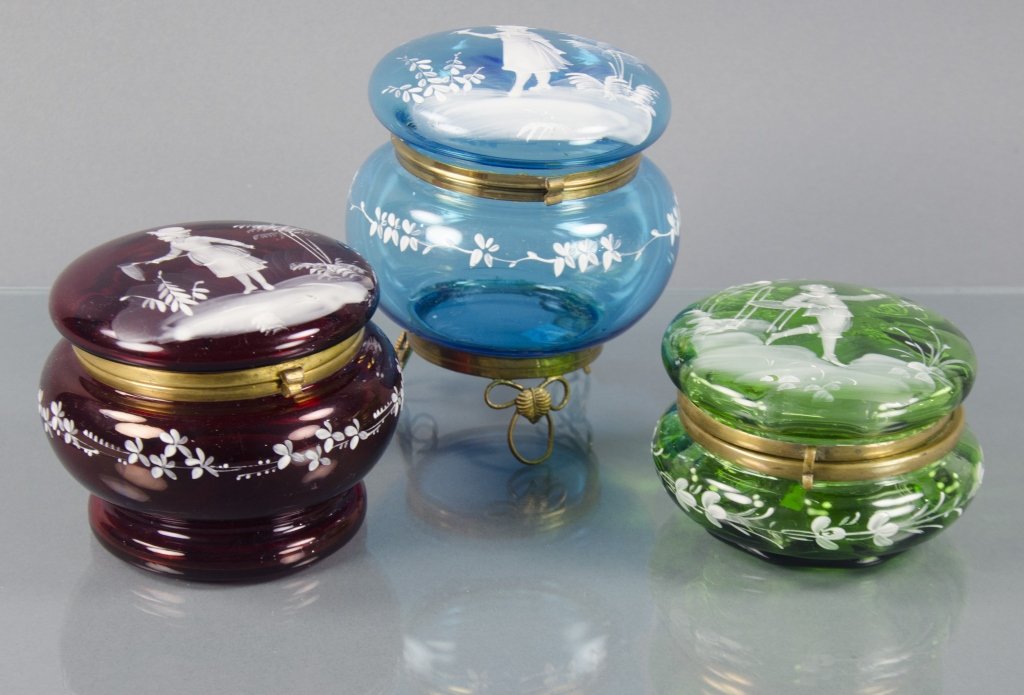Three Mary Gregory Dresser Jars (1 of 2)