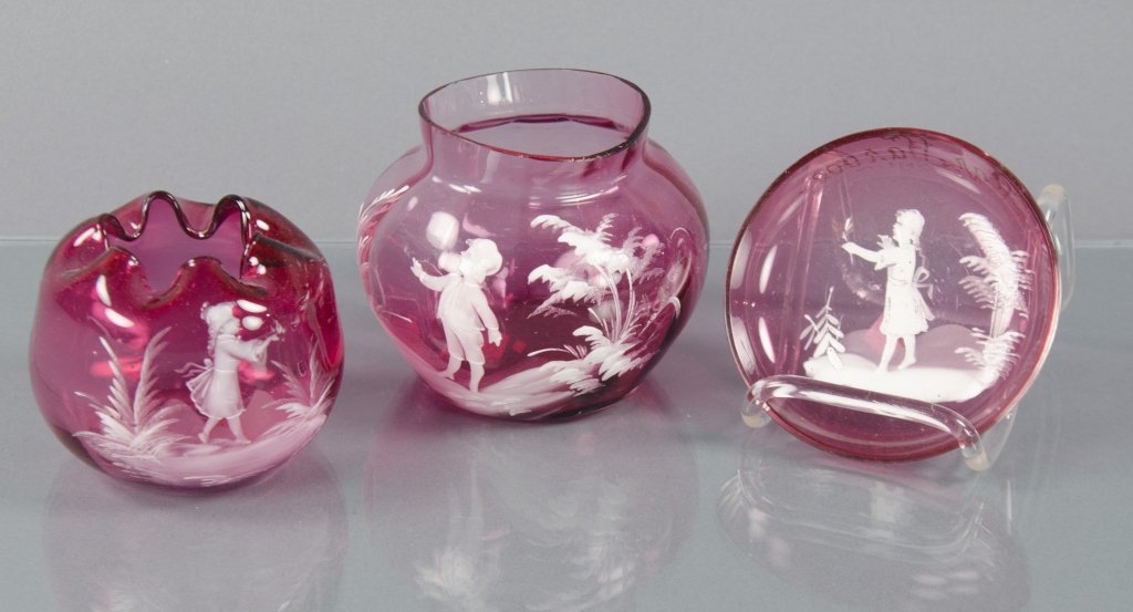 Three Mary Gregory Cranberry Items (1 of 1)