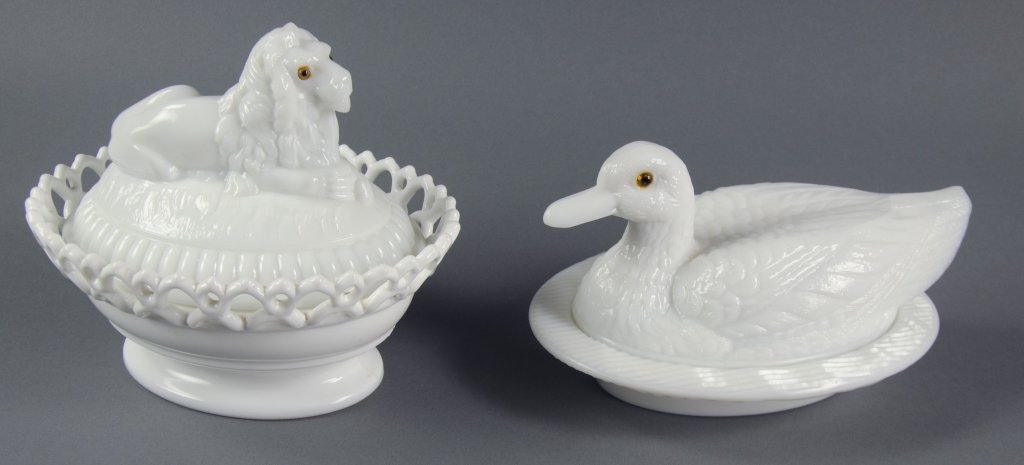 Two Milk Glass Covered Dishes (1 of 2)