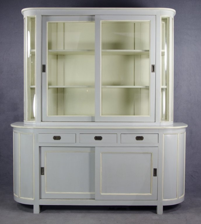 Dove Grey Contemporary Breakfront China Cabinet (1 of 3)