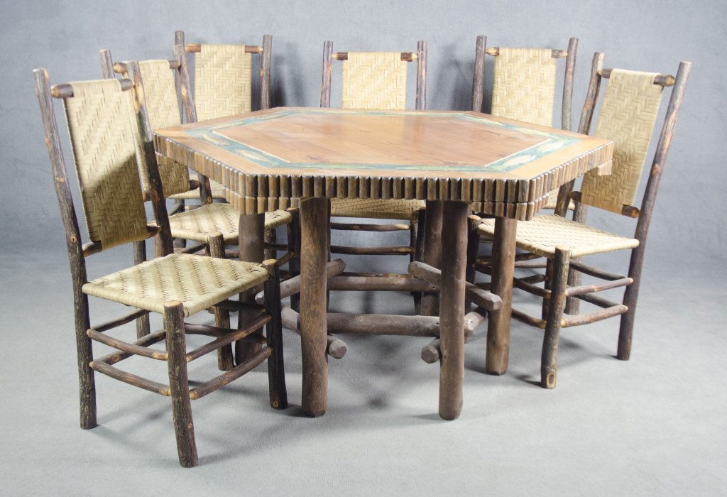 Rustic Hexagonal Table & Chairs (1 of 3)