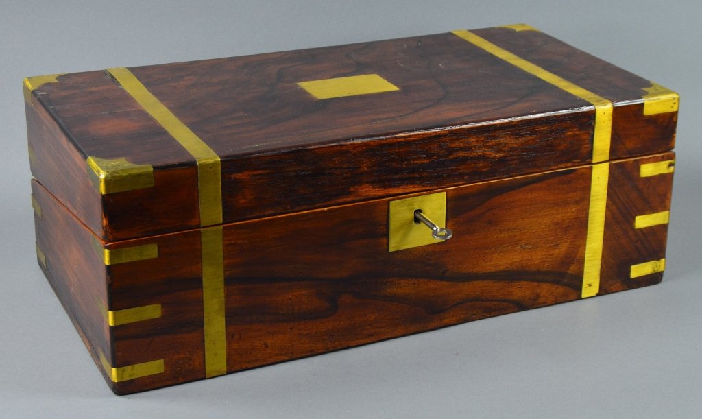 Mahogany Lap Desk with Brass Banding (1 of 2)