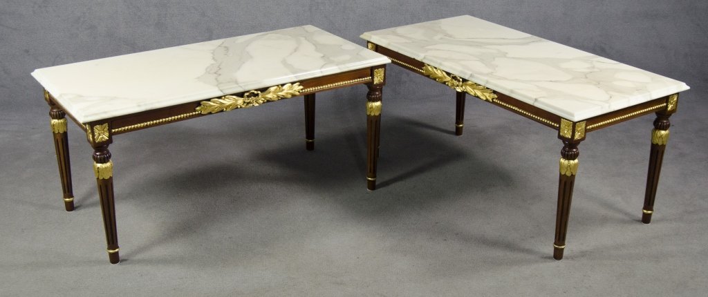 Pair Of French Style Marble Top Side Tables (1 of 2)