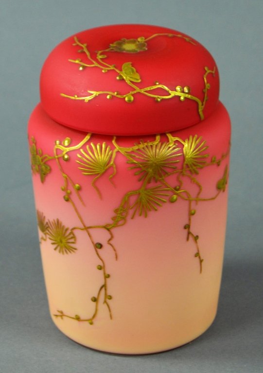 Victorian Satin Glass Lidded Jar (1 of 2)