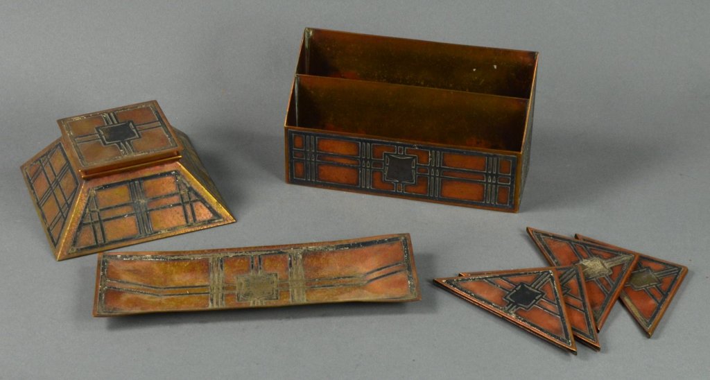 Craftsman Style Mixed Metal Desk Set (1 of 2)