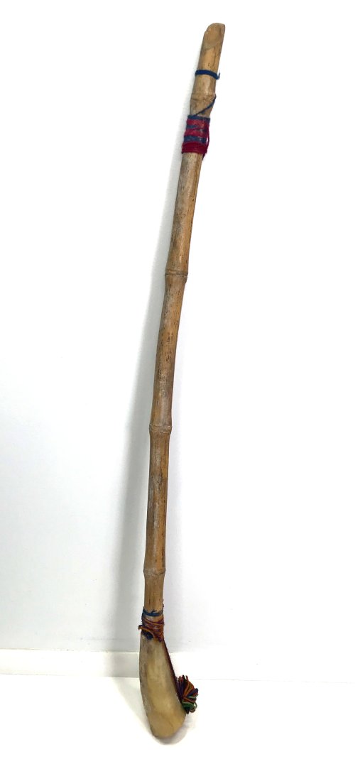 Vintage Mapuche, Southern Chile Trutruca Trumpet.: Vintage Mapuche, Southern Chile Trutruca Trumpet.Cane, horn and wool. It measures 34 inches long and 2 ½ widest.